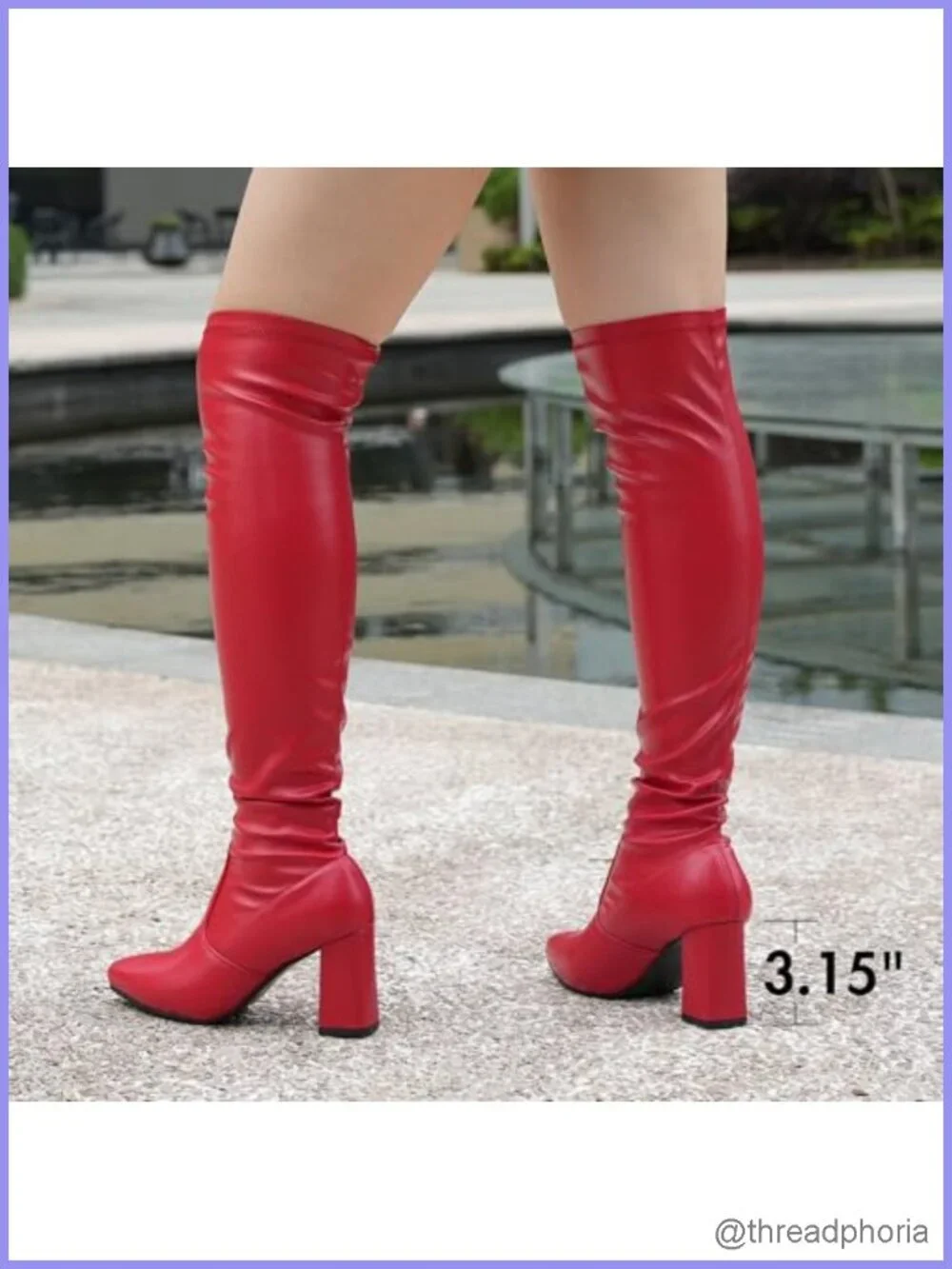 Thigh High Boots Pointy Toe High Heel PU Vegan Over Knee Fall
